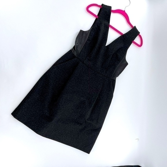 Madewell E1516 Dark Gray Leather Insert Ponte Sleeveless Dress size 4 - Picture 8 of 15